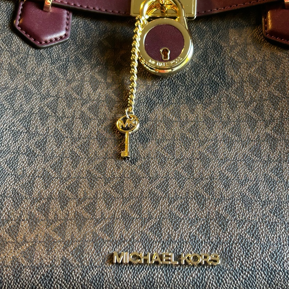 Michael Kors Burgundy and Brown Handbag
